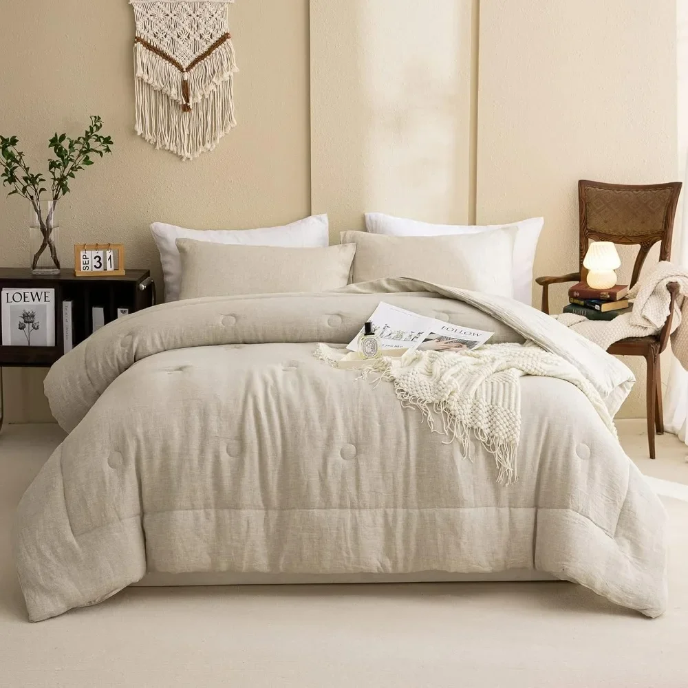 

3-piece Set of Linen Bedding, Natural French Linen Bedding, Soft, Breathable, Moisture Wicking, Comfortable Bedding