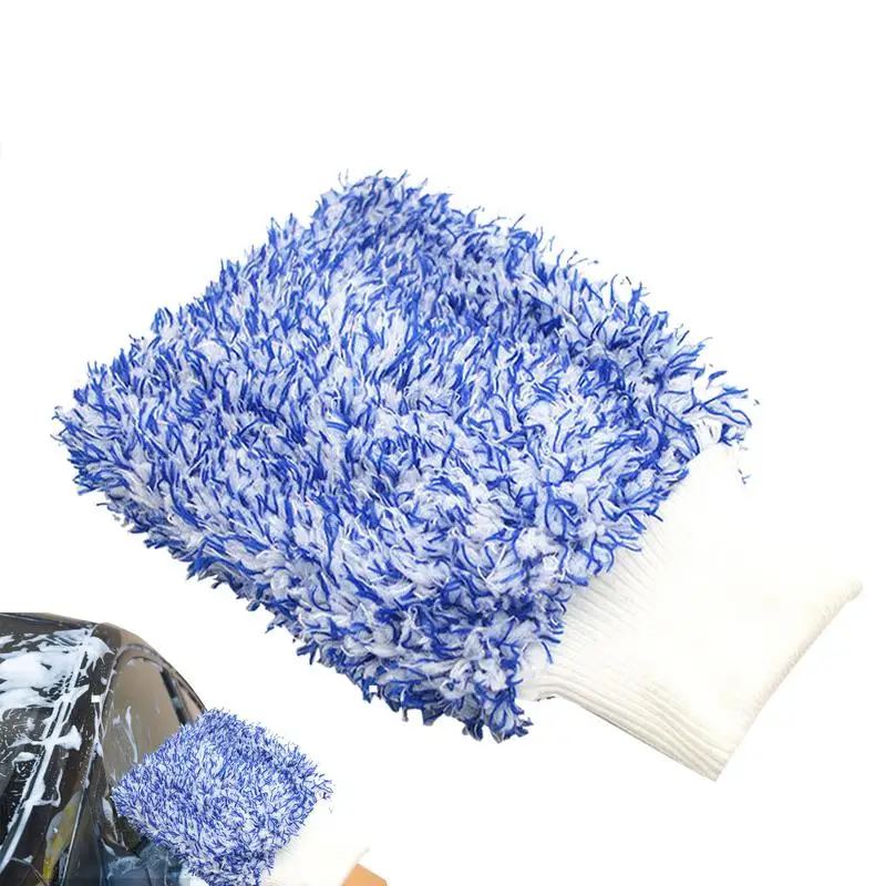 

Wash Mitt Auto Detailing Lint Free Scratch Free Double-Sided Microfiber Cleaning Mitt Lint Free Wash Glove And Microfiber