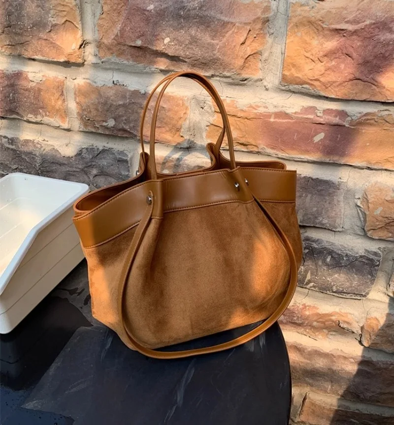 

Fashion Design Elegant Women Bags Faux Suede Top-Handle Handbag Large Capacity Shoulder Tote Bag for Women Bolsos De Mujer