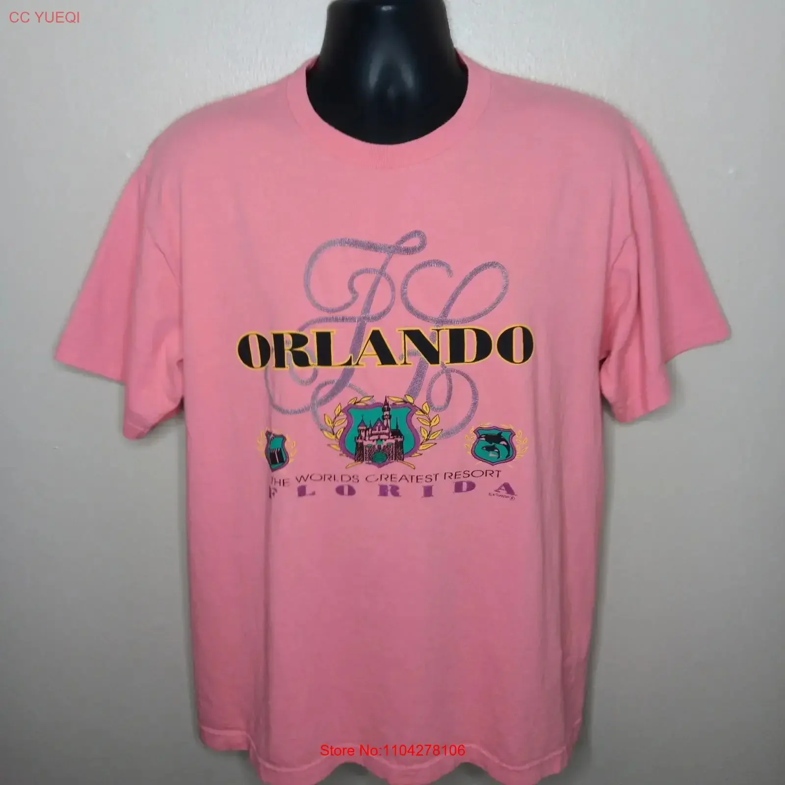 VTG 90s Orlando Adult Large T shirt Salmon Pink Resort Vacation Murina USA vintage Washed Soft Breathable Versatile fashion