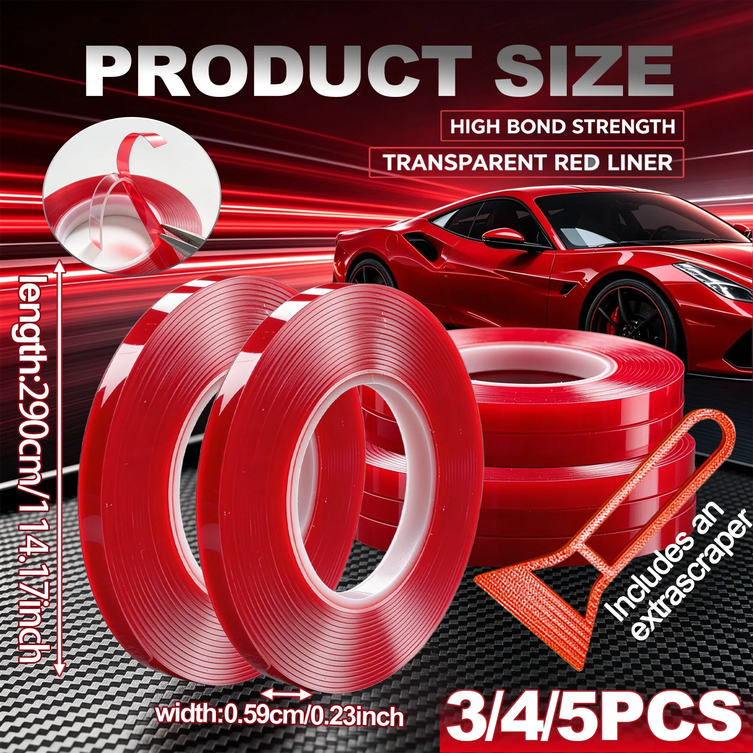 1/3/5 Transparent Silicone Double Sided Tape Sticker For Car High Strength High Strength No Traces Adhesive Sticker Living Goods