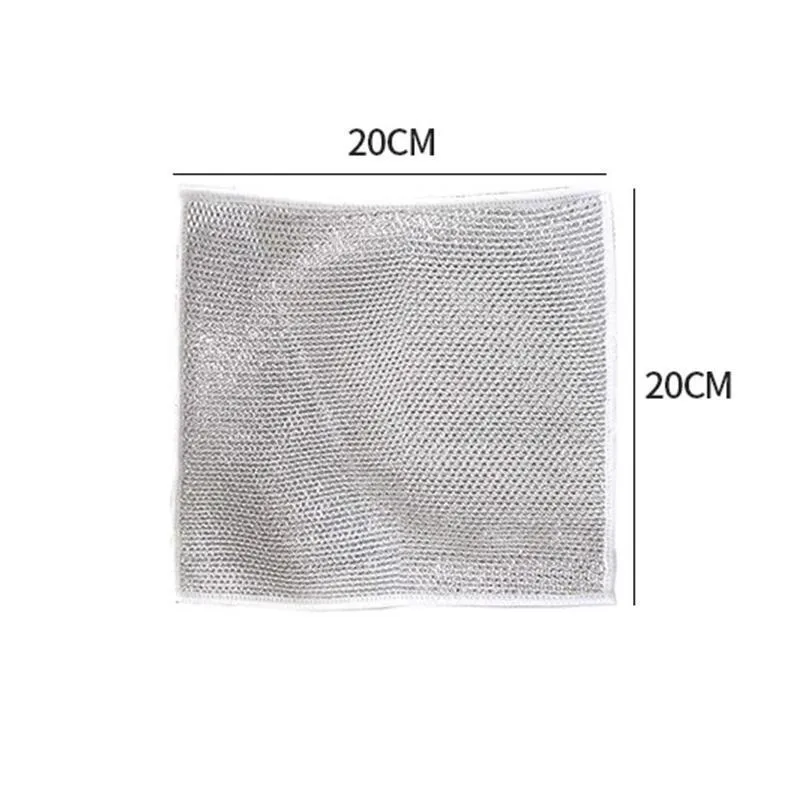 Thickened Steel Wire Cleaning Cloth Double Sided Silver Wire Cleaning Cloth Non-Scratch Mesh Dishrag Washing Rags Kitchen Towel