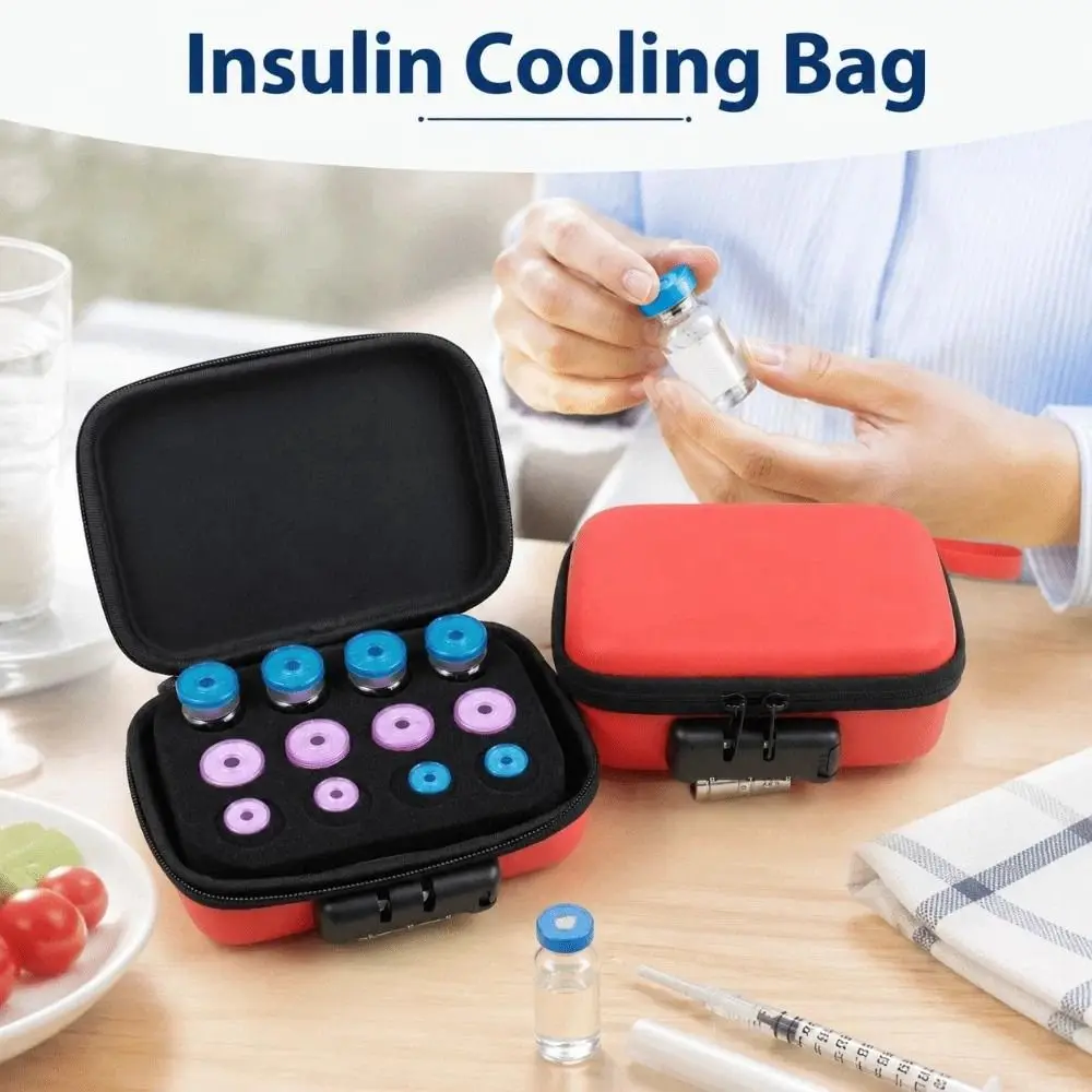 Multiple Slots Insulin Vial Storage Case Waterproof 3-10ml Insulin Organizer Dust-proof Lockable Essential Oils Carrying Box