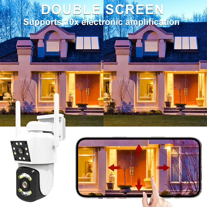 Dual Lens Wireless Camera 3MP Wireless Security Camera Motion Detection Audio Video 1080P HD Surveillence Outdoor CCTV Camera