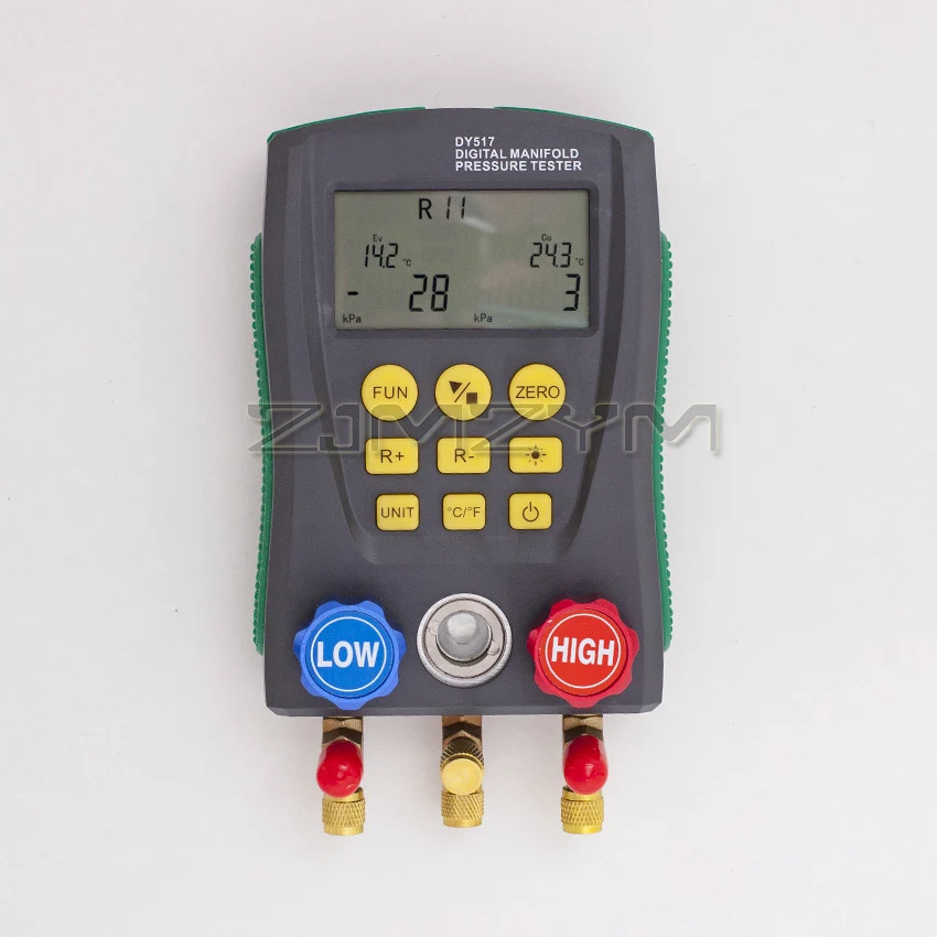 DY517 รถเครื่องทําความเย็นดิจิตอลสูญญากาศความดัน Manifold เครื่องทดสอบเครื่องปรับอากาศเครื่องทดสอบอุณหภูมิเครื่องวัดความดันวาล์วเครื่องมือ