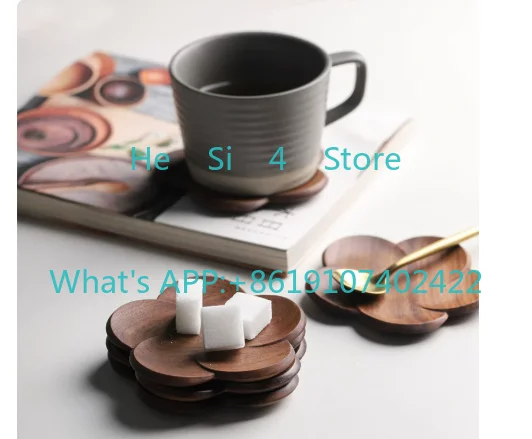5PCS  Black walnut petal coaster, water cup mat, coffee coaster