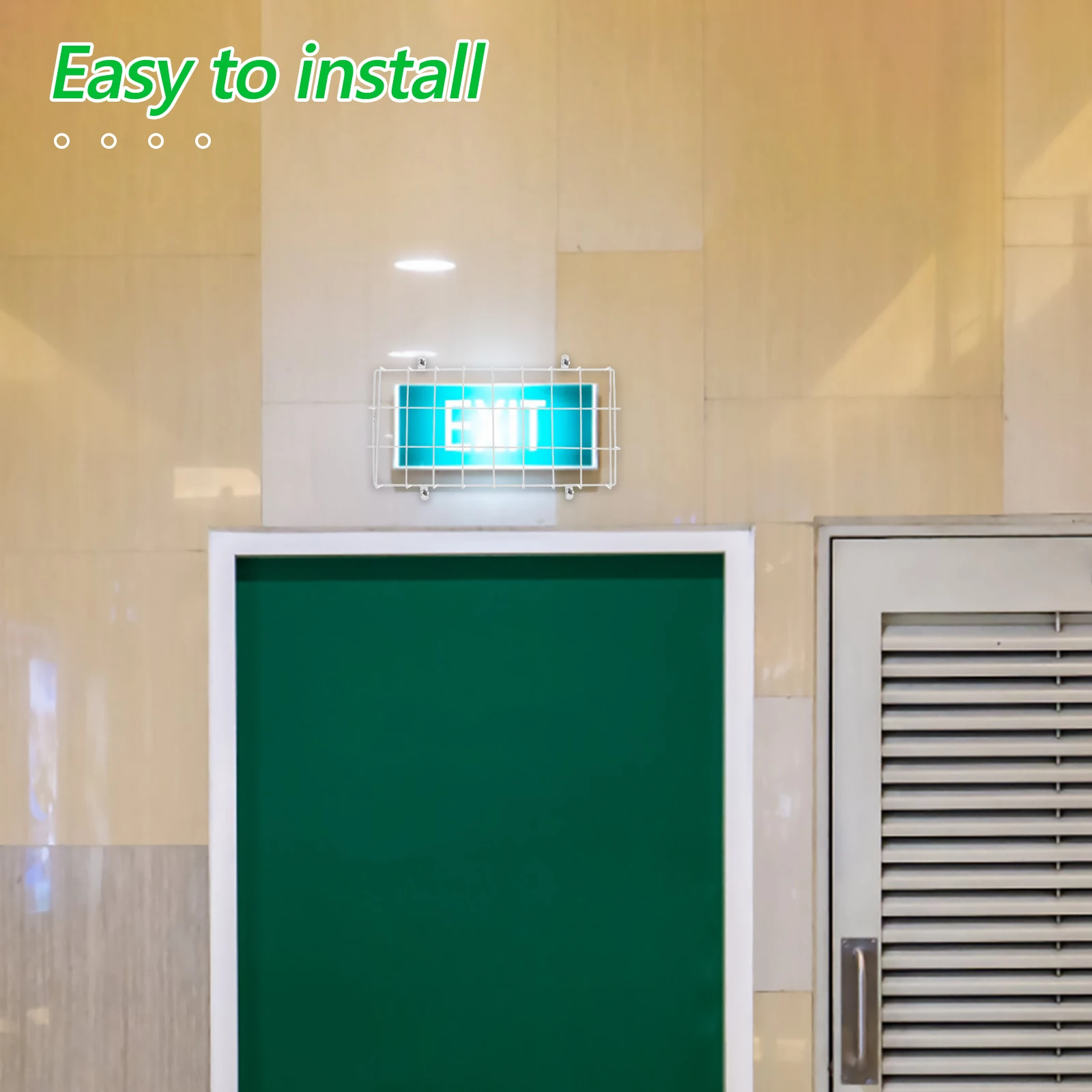 

Metal Exit Sign Protective Wire Guard Wall Mounted Emergency Light Protector Safety Cage Damage Prevention Cover for Office
