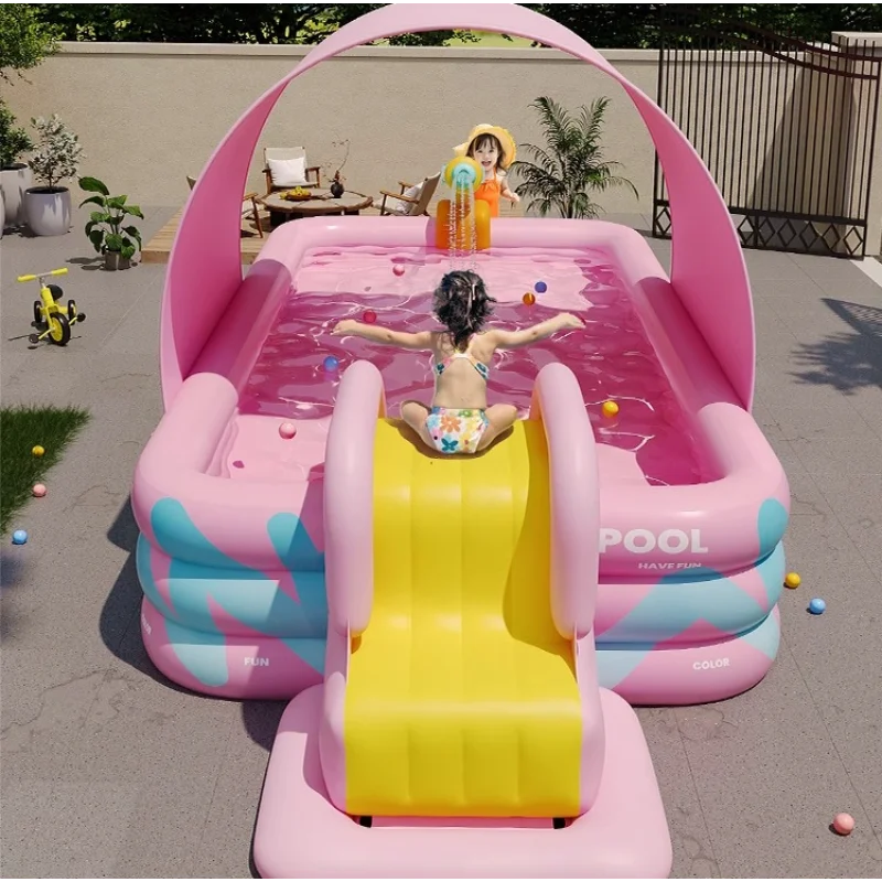 

Inflatable Shade Slide Swimming Pool Home Indoor Outdoor Adult Bathing Children Large Foldable Pool