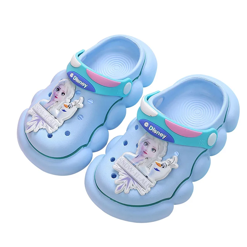 Disney Children\'s Slippers Summer Girls\' Frozen Olaf Priness Elsa Indoor Anti slip Baby Slippers White Blue Shoes Size 23-34