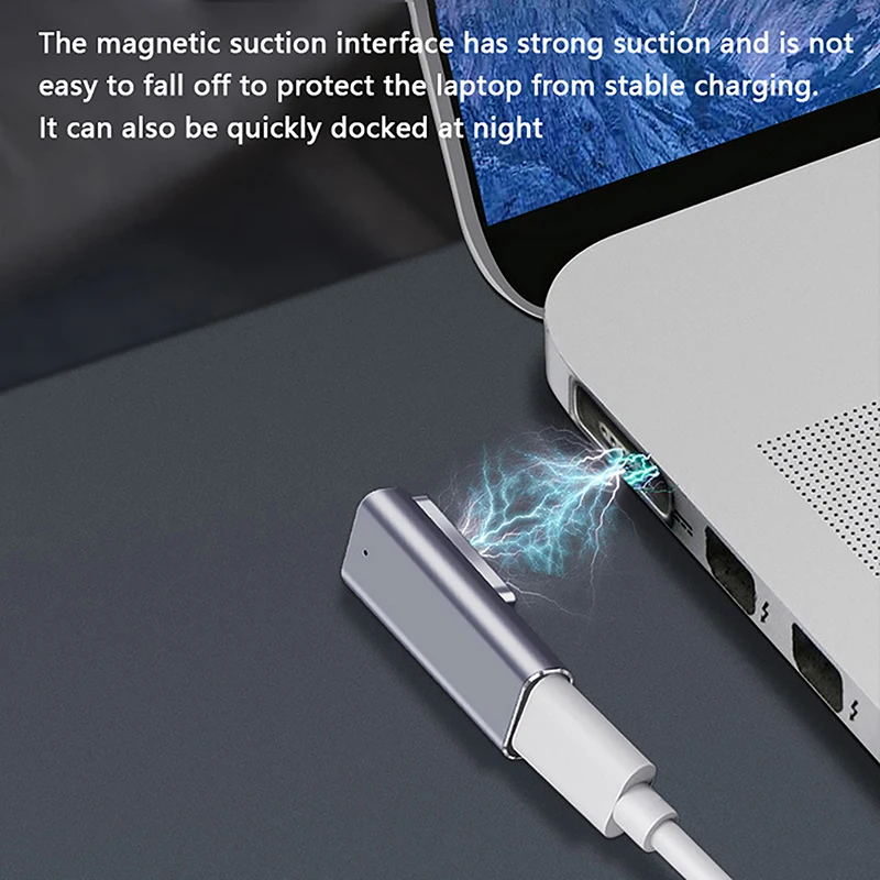 140 Adapter magnetyczny typu C do Apple Magsafe 1/2/3 do MacBook Air Pro 90 stopni łokieć USB C żeński konwerter szybkiego ładowania