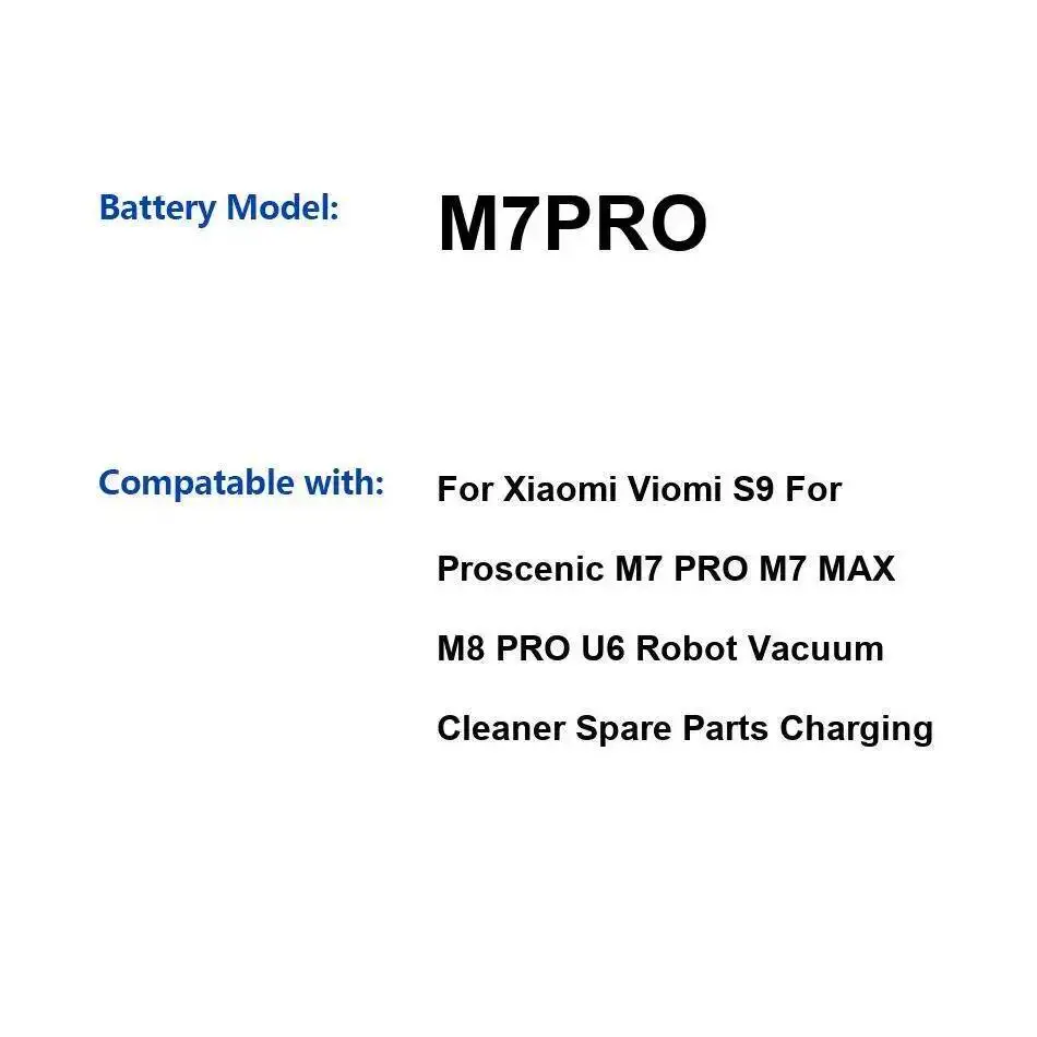 

Cocoa Smart 780T,790T 880L(4 Cables, Black Plug) M7PRO Battery For Xiaomi Proscenic 780T 790T 880L M7 M8 Robot Cleaner Pro Max