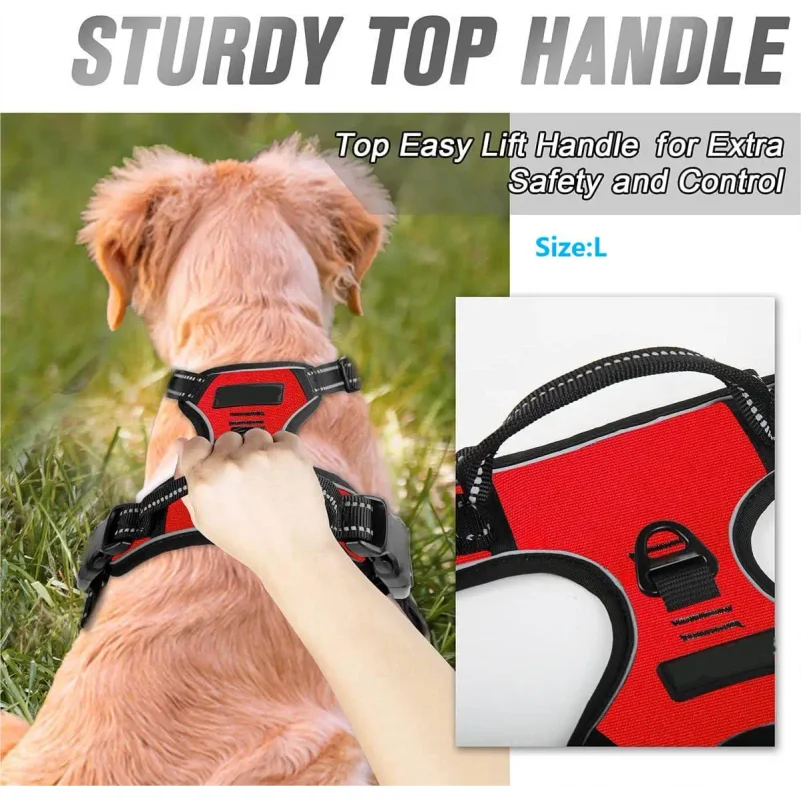 No Pull Dog Harness Front Clip Heavy Duty Reflective Easy Control Handle For Large Dog Walking_voghion.com