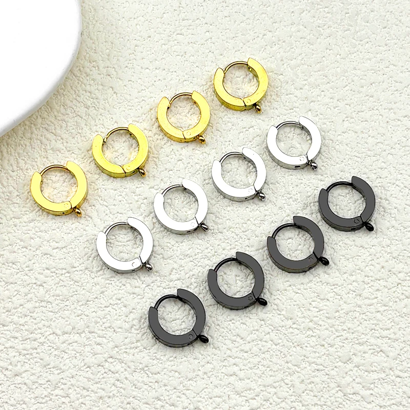 

4Pcs Simple Rectangle U-Shaped Round Cirlcle Hoop Earrings For Women Men Diy Round Male Hiphop Party Earring Jewelry Making