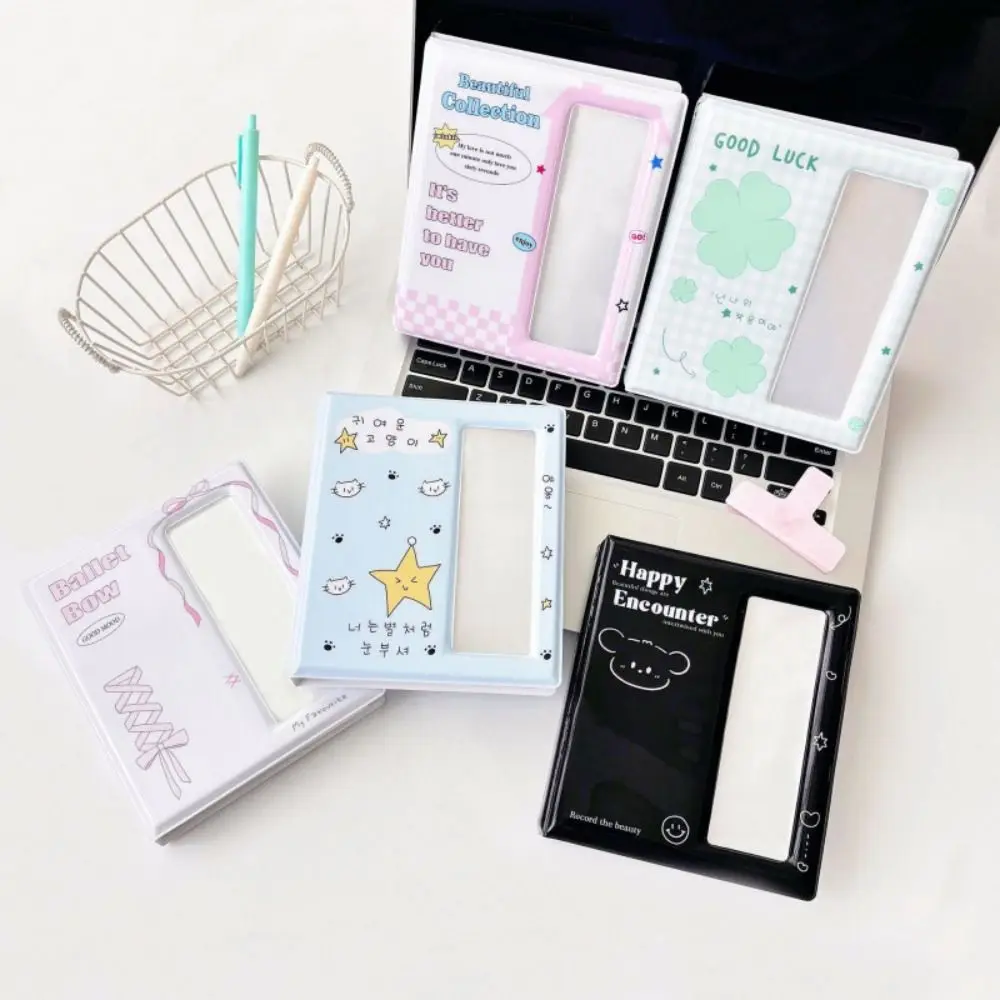 

Cute Cartoon 4 Continuous Albums Clear Pockets 64 Pockets Photo Album Holder PVC with Inner Page Small Card Collect Book