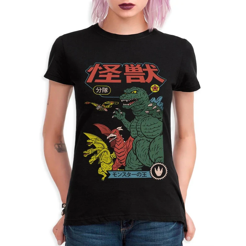 Godzilla Gojira Japanese Kaiju Movie Graphic T-Shirt Anime Print Oversized Japanese Manga Streetwear Men Women Harajuku Y2k Tops - view 2
