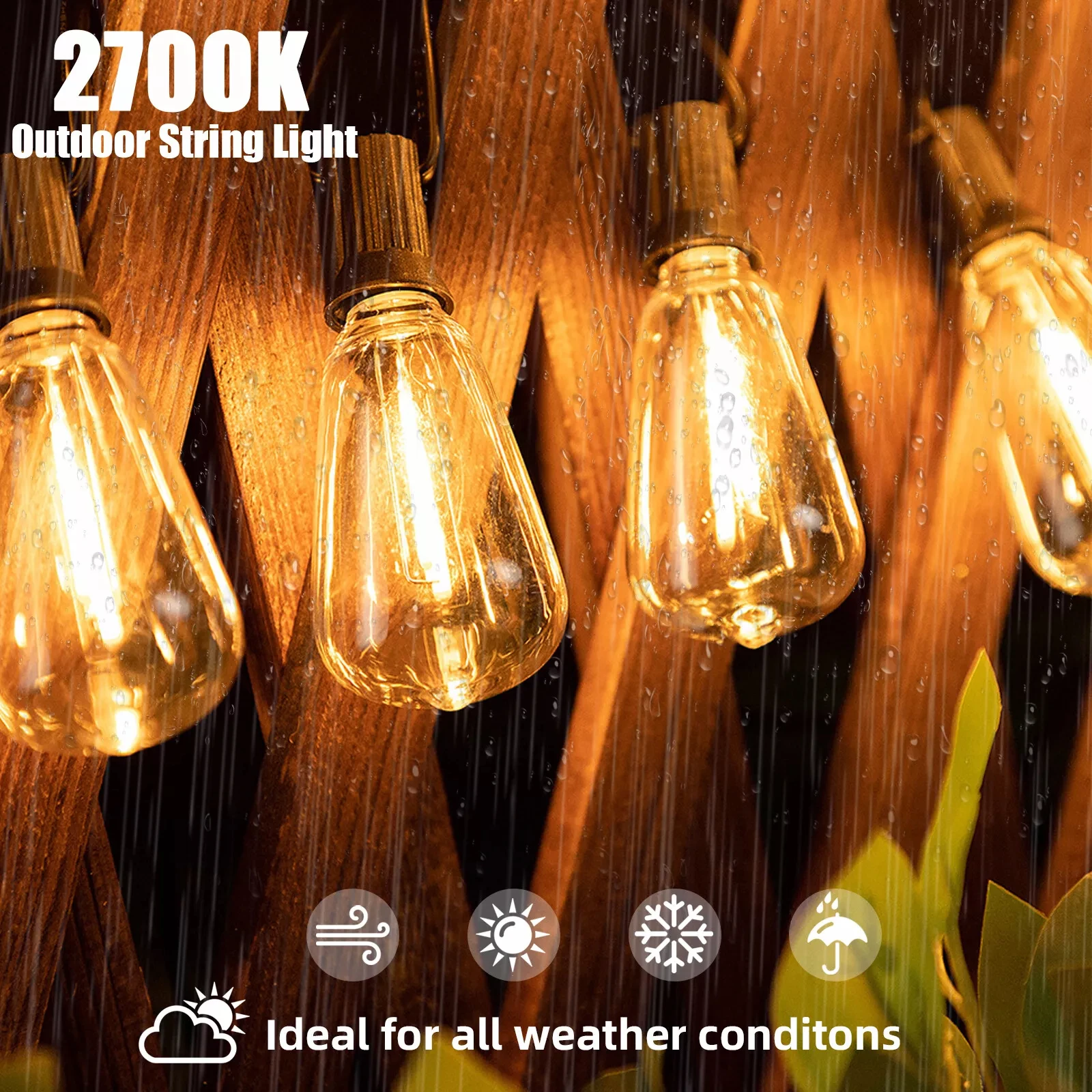 

ST38 String Lights Outdoor LED Festoon Patio Lights Fairy Garland For Garden Terrace Steet Wedding Camping Party Decoration