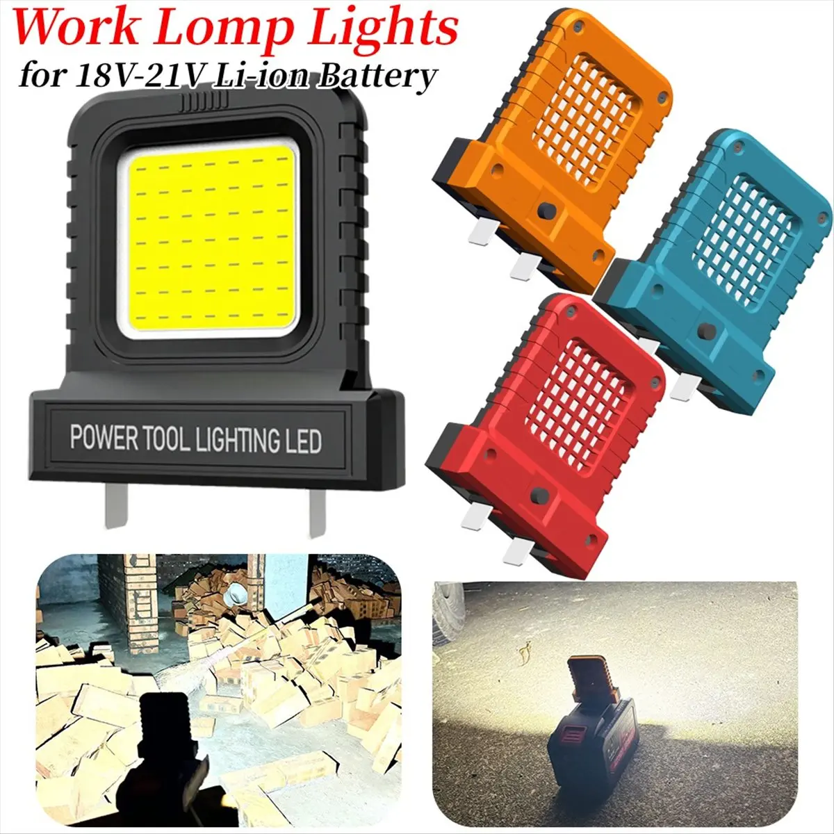 NEW LED Work Light Waterproof Power Tool Accessorie Lithium Battery Work for Flood Lighting, Outdoor Construction A