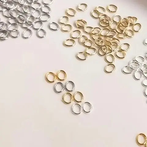 

14K Titanium Ladle Gold Oval Ring 18K Gold Open Single Loop DIY Bracelet Chain Link Ring Jewelry Making Accessory