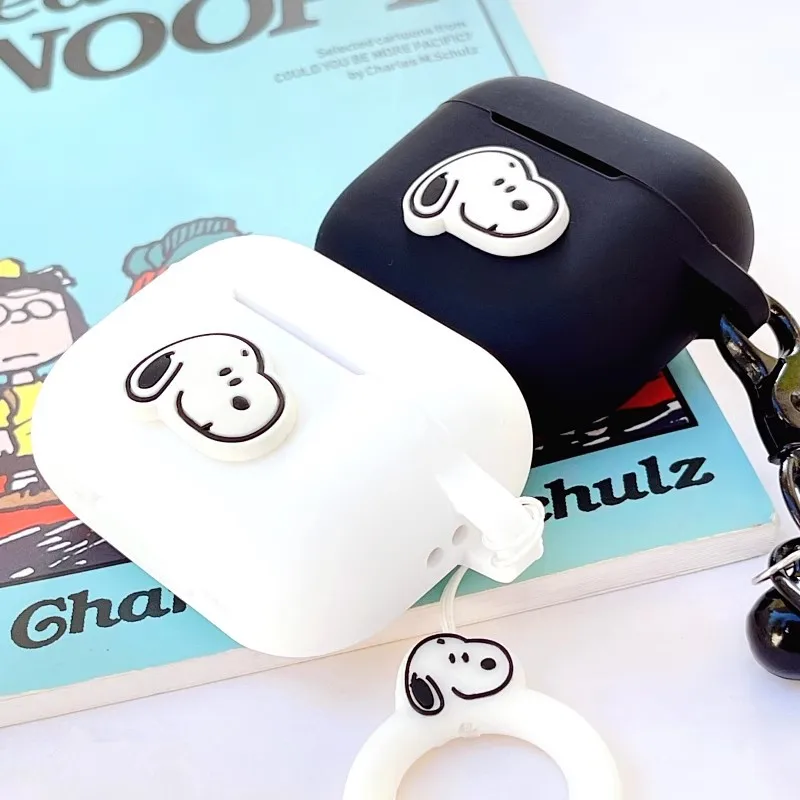 MINISO Snoopy Earphone Case Cover for Airpods 4 Pro 2 3 Silicone Wireless Earbuds Charging Box Protective Shell With Keychain