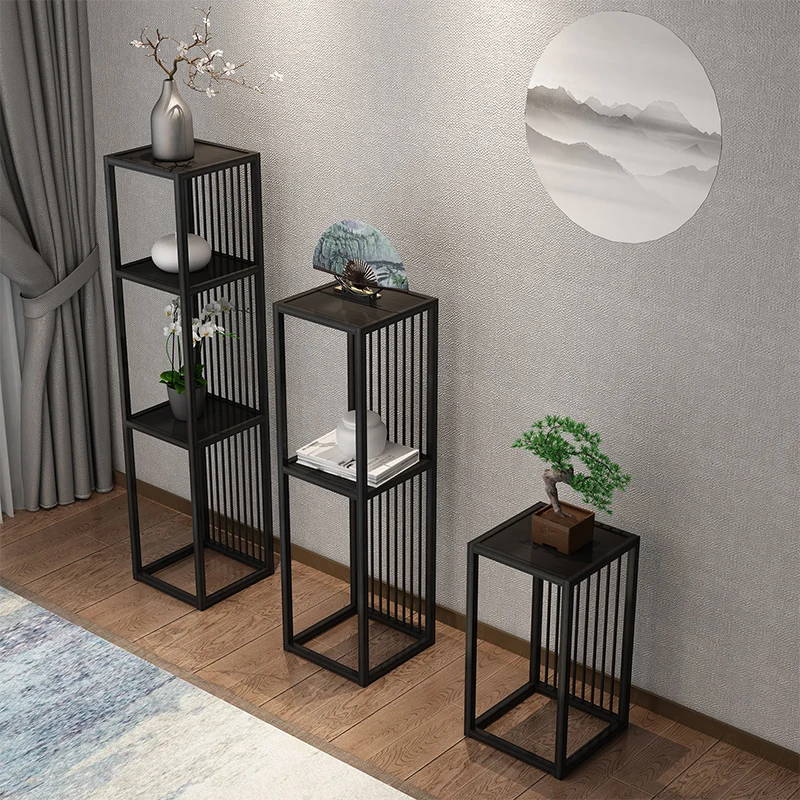 Nordic simple modern light luxury multi-layer storage floor-to-ceiling ornaments decorative shelves