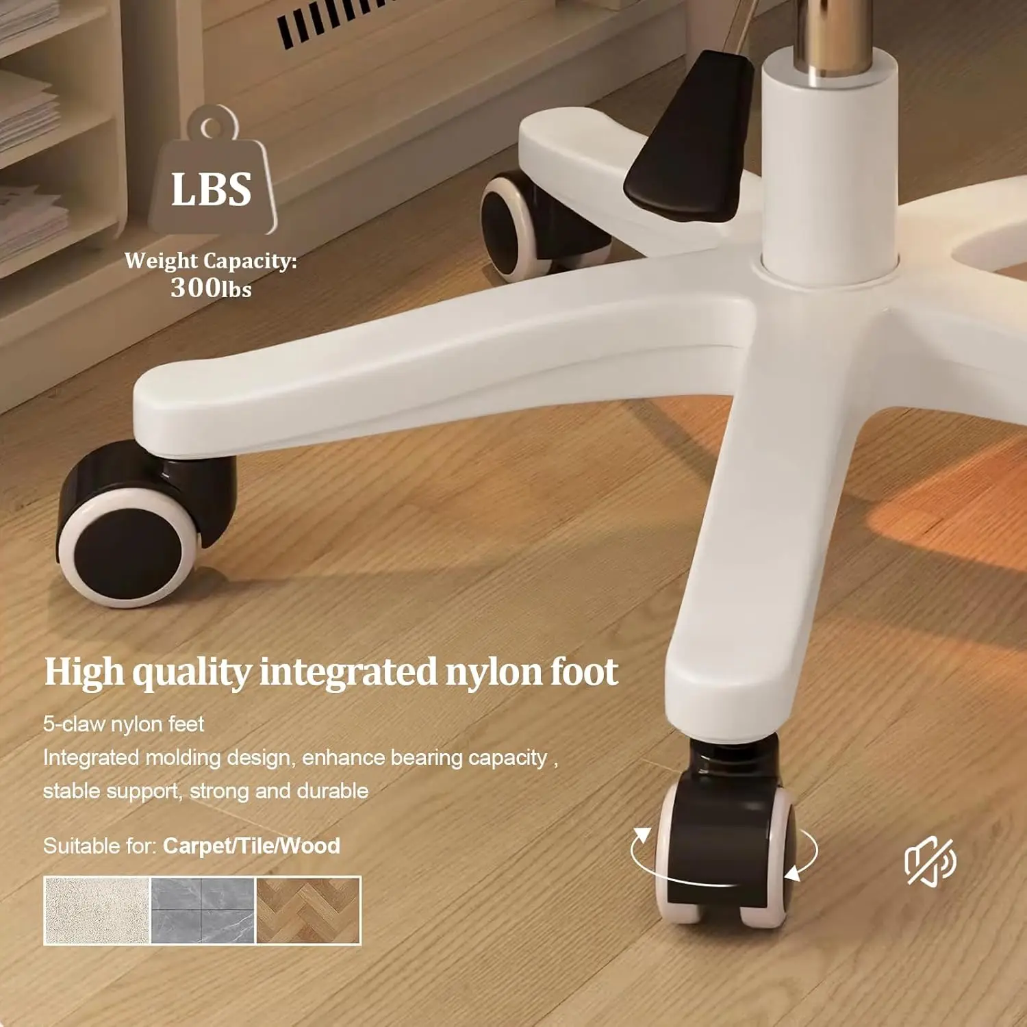 Small Desk Chair Round Rolling Chair with Back PU Leather Height Adjustable Swivel Vanity Work Computer Stool Chair for Home