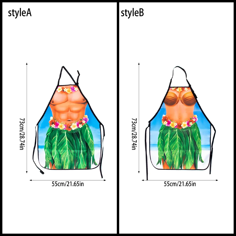 1 قطعة مآزر هاواي مضحك الخبز البستنة الخياطة شواء مقاوم للماء مآزر الزوجين لحفلة الصيف هاواي ألوها لوازم الحفلات