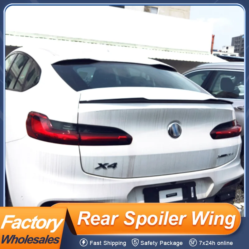 

For BMW X4 G02 2019-2024 Rear Trunk Lid Ducktail Car Spoiler Wing M Style ABS Plastic Black Carbon Color Exterior Accessories