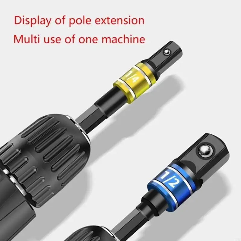 H58C 3Pcs Drill Socket Adapters for Impacting Driver with Hexagonals to Square Socket