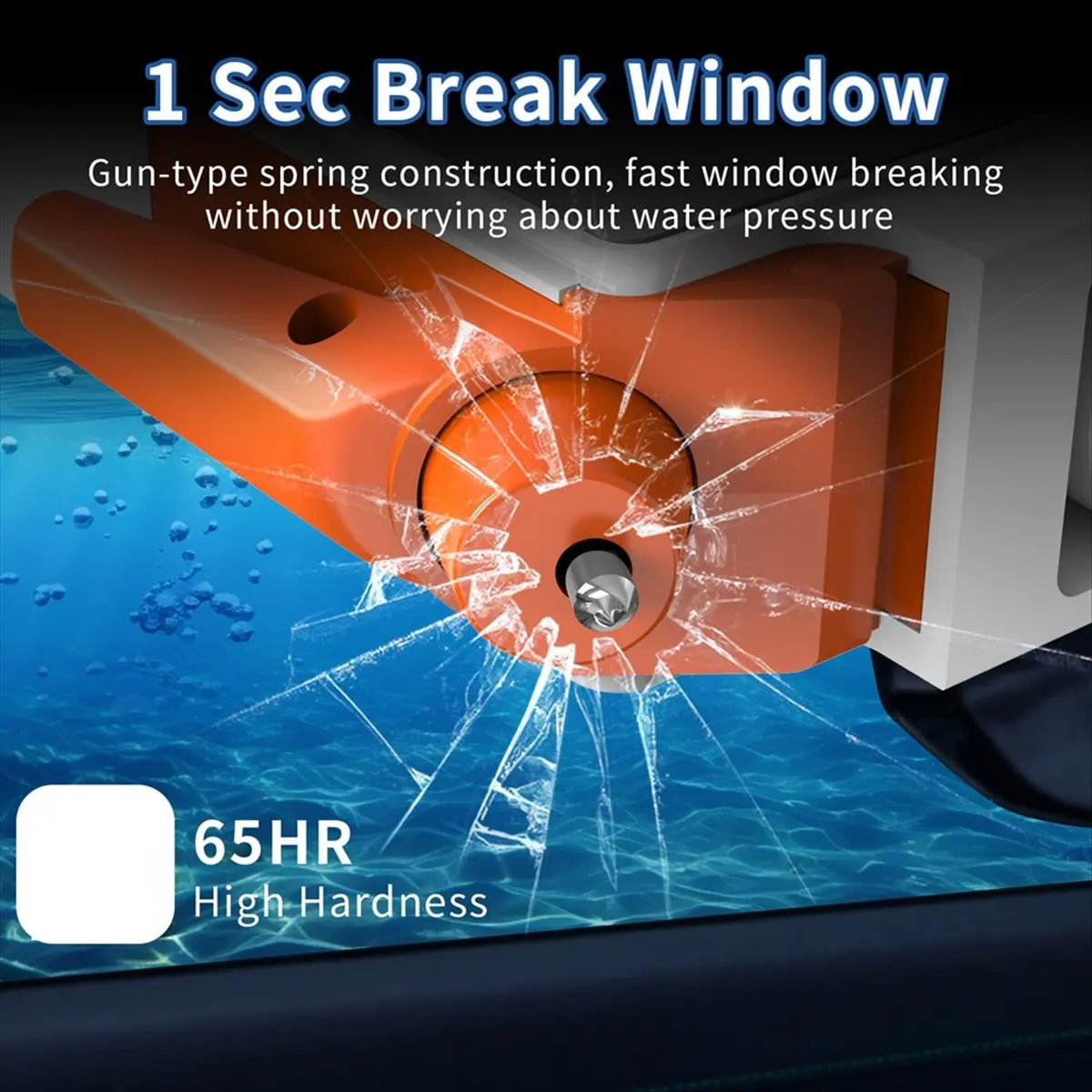 N14R Top Window Breaker Seatbelt Cutter with Cleaning Brush, All in 1 Car Glass Breaker Kit