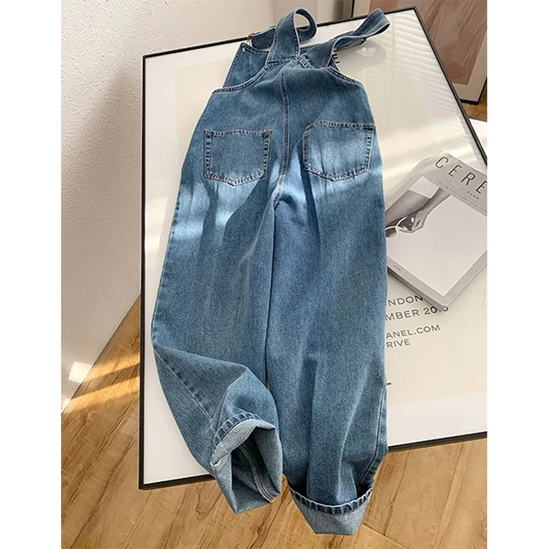 Mexzt Jumpsuits Vrouwen Streetwear Denim Overalls Vintage Losse Ongedwongen Wijde Pijpen Broek Hoge Taille Riem Rechte Jeans Broek Nieuwe