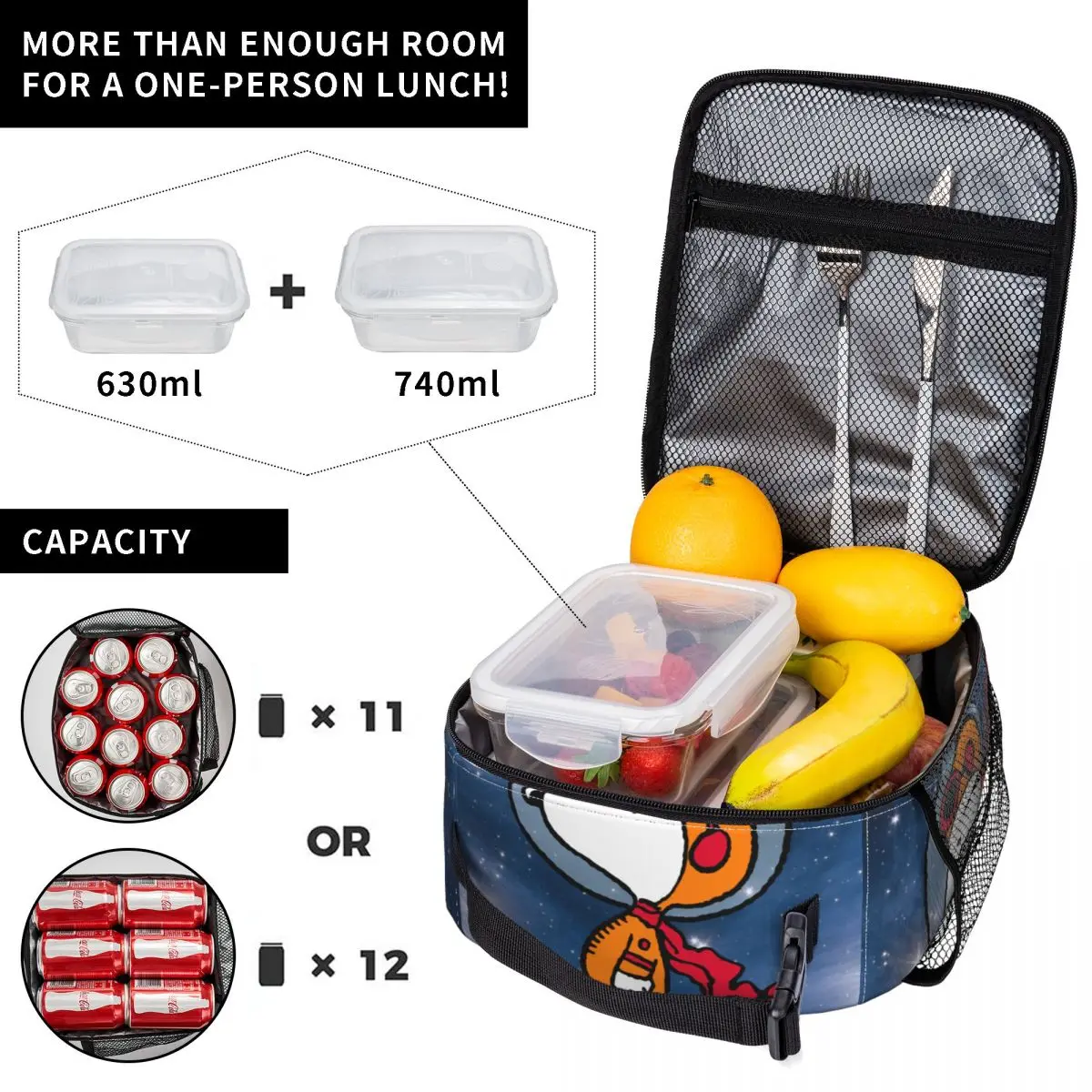 SPACE Snoopy Astronaut Cute Insulated Lunch Bag contenitore per il pranzo a tenuta stagna borsa termica Tote Lunch Box Office Outdoor uomo donna