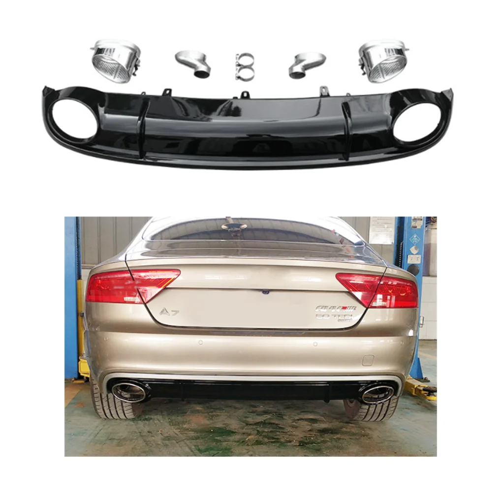 

Глянцевый черный диффузор Fengshun для A7 C7 2011-2015, обновление RS7, задний диффузор A7, задний бампер, губа