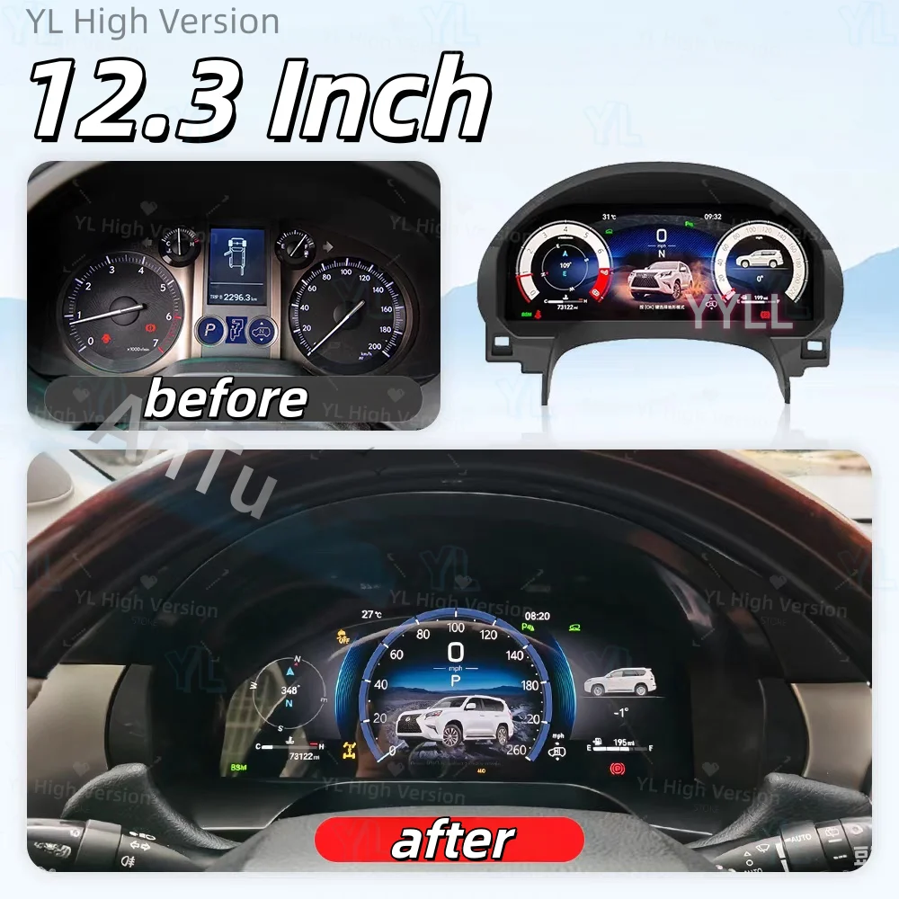 NEW 12.3inch Digital Dashboard Panel Full LCD Speedometer Cluster For Lexus GX400 GX460 2010 -2019 Virtual Cockpit Linux System