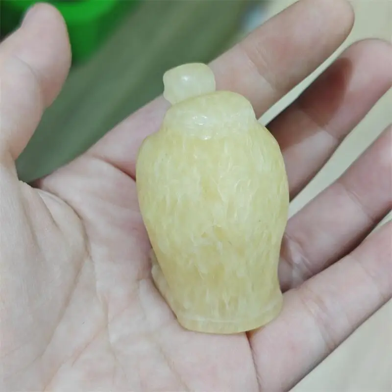 Natural Yellow Calcite Vulture Carving Crystal Healing Reiki Halloween Gift Festival Craft For Decoration 1pcs