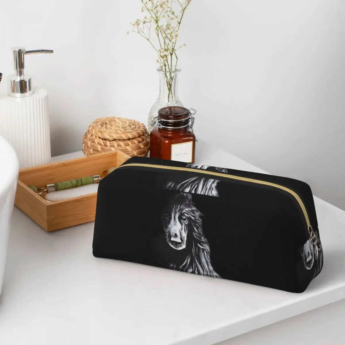 Afghan In Shadows - Estuches para lápices con diseño de perro afgano negro, para estudiantes, caja para lápices, bolsa para lápices, bolsa de almacenamiento grande, soporte para lápices