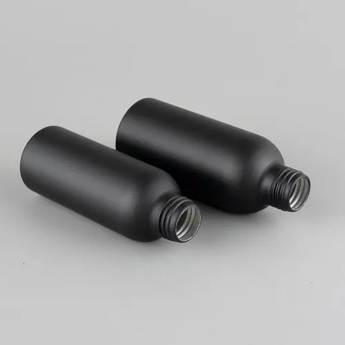 Imagen 2 del producto Botella de aluminio negro mate de 40-200ml, tapa de tornillo negra y plateada, 1 Uds., botellas negras de aluminio para fregar, contenedor de cosméticos