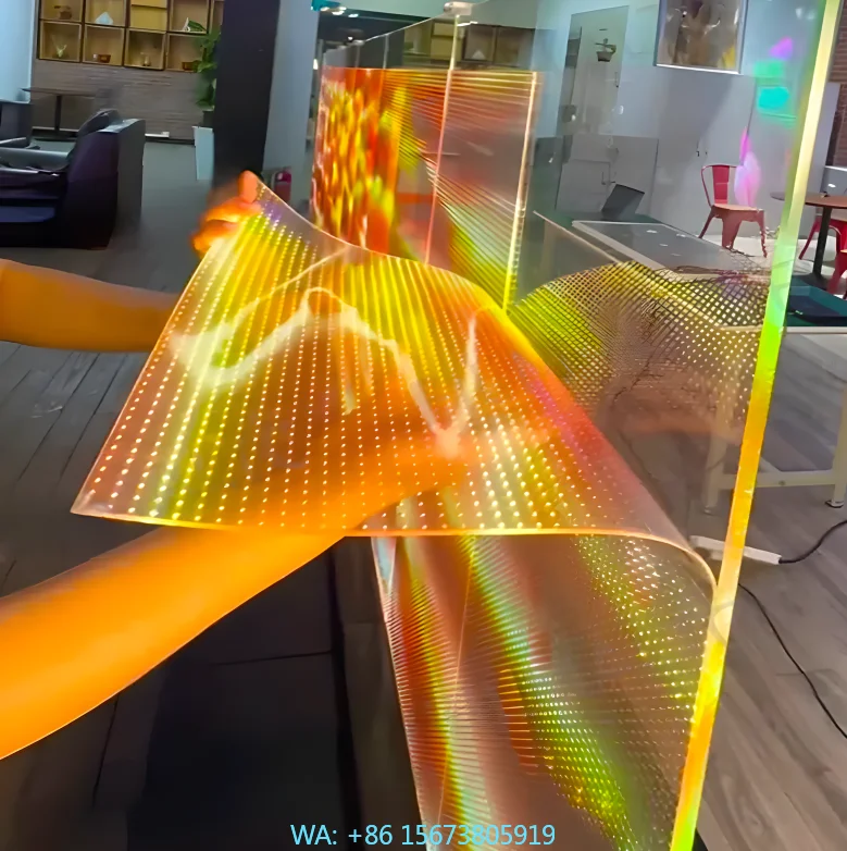 

P5 P6 P8 Transparent LED Film Screen Indoor Curved Video Wall High Brightness 200-2500 Nits 2-Year Warranty 3840Hz IP65