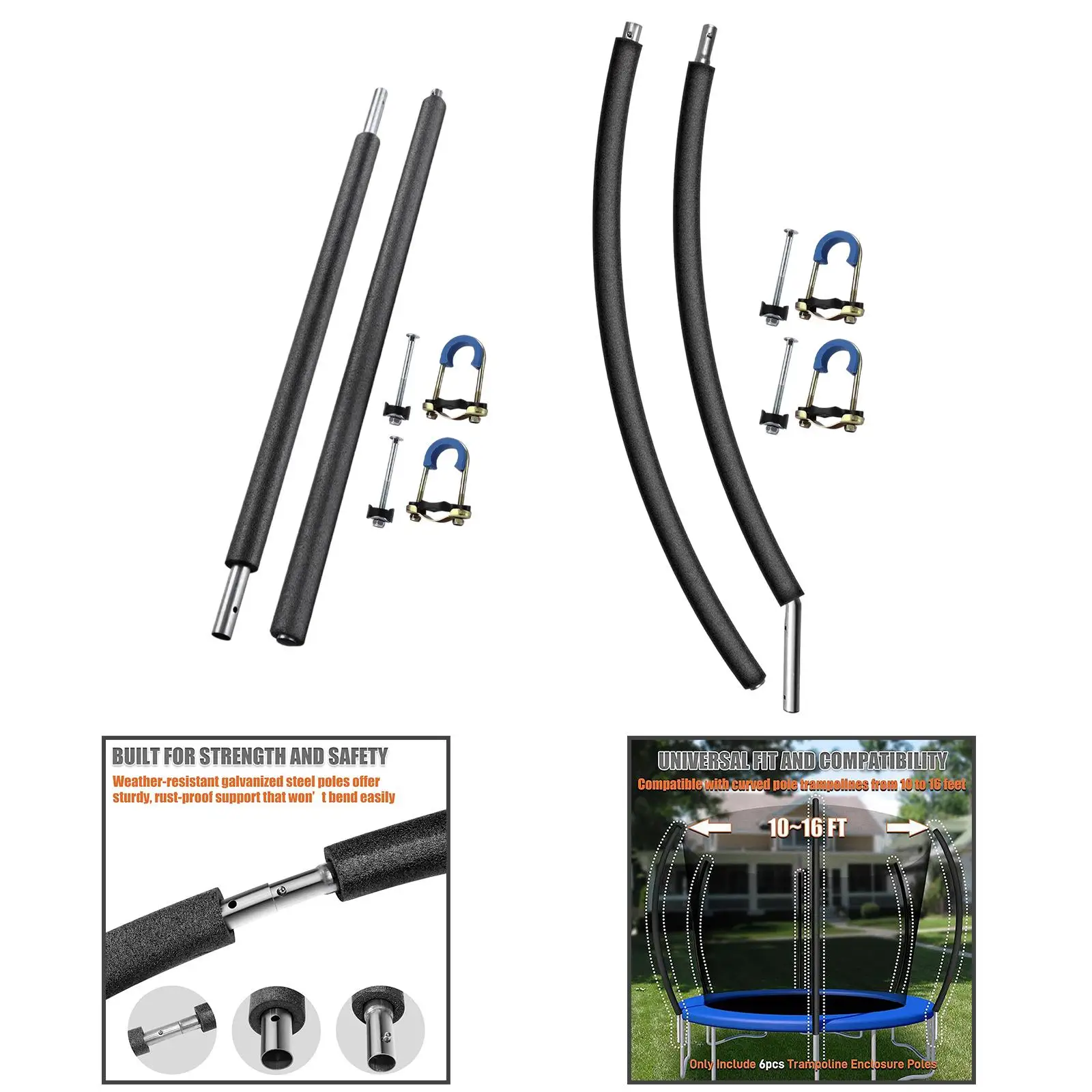 Two Section Trampoline Poles with Foam Cover, with Padding Foams Parts Direct Replaces for Kids Trampoline Outdoor Indoor Yard view 3