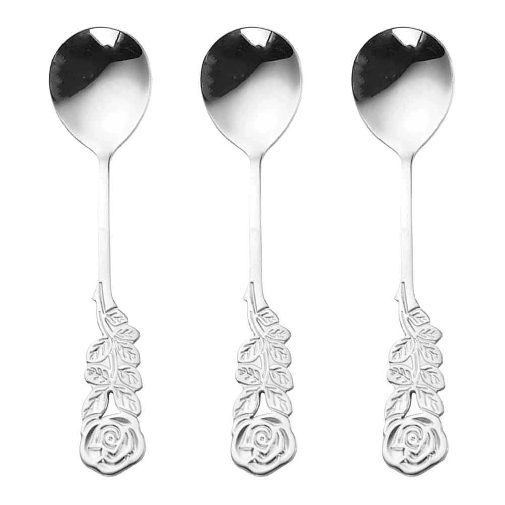 

3pcs Small Round Spoon Stainless Steel Ice Cream Scoop Dessert Silver Home Tableware Creative Kitchen Gadgets