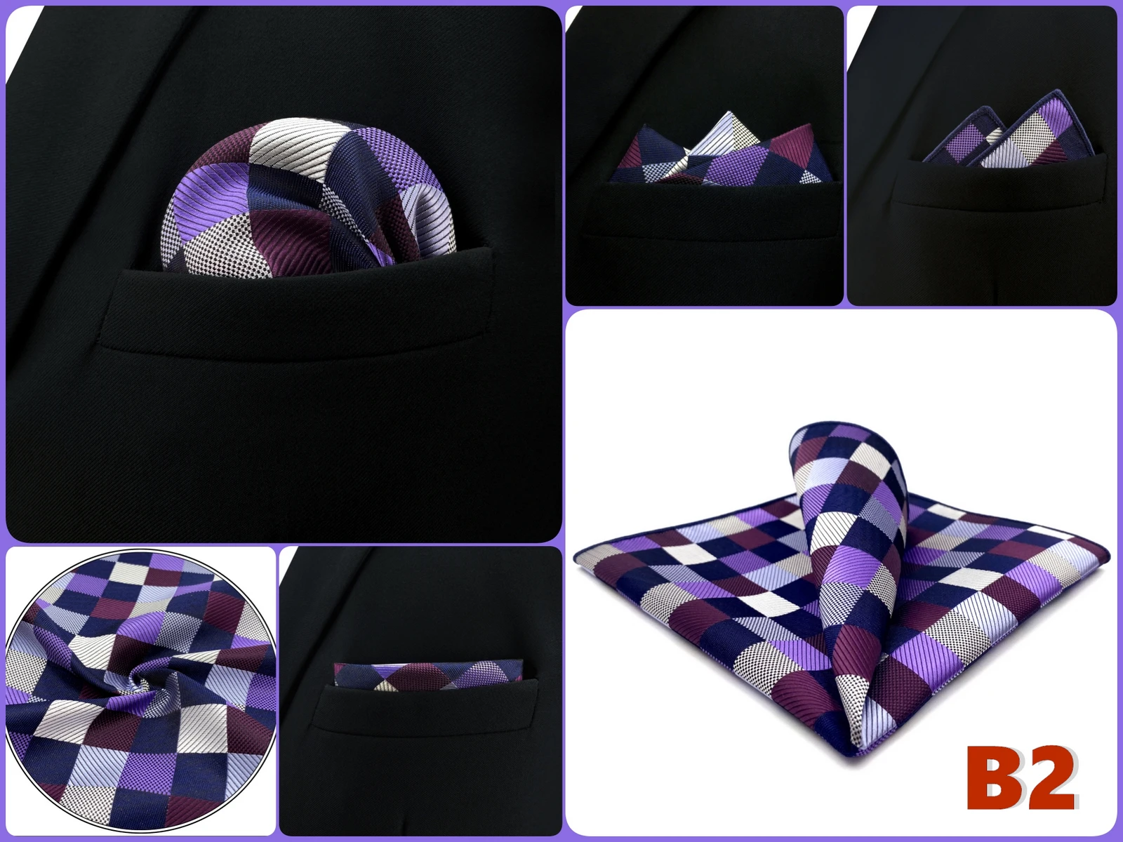 Pocket Square Handkerchief for Men Polka Dot Dots Plaid Check Checkered Suit Pocket Towel Hanky Mens Gift Wedding Business Party
