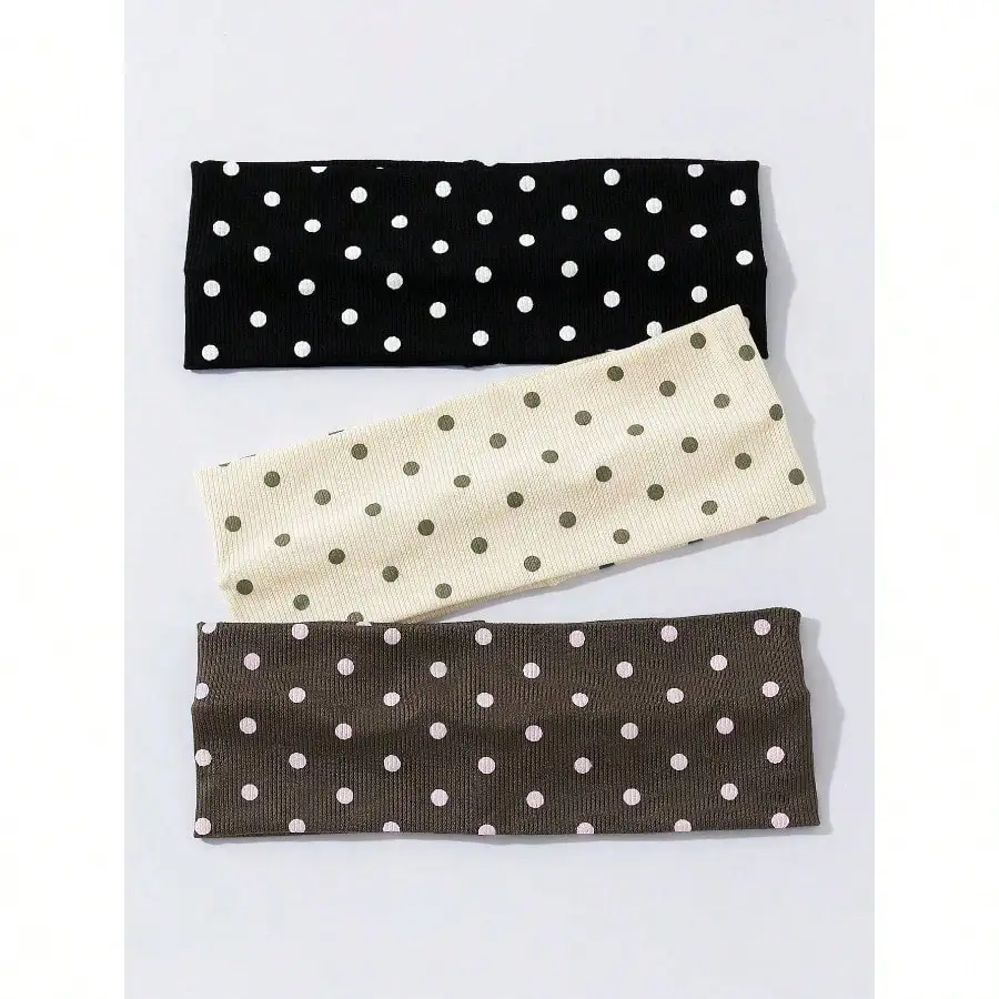 

Women Bandana 3pcs/Set Women's Polka Dot Printed Soft Non-Slip Headbands, Elastic Yoga Sports Hair Accessories, Versatile For Daily Wear And Various Occasions Hair Bands, Hairband Fall Winter For Vacation Outfits Woman Elegant Scarf Summer Outfits