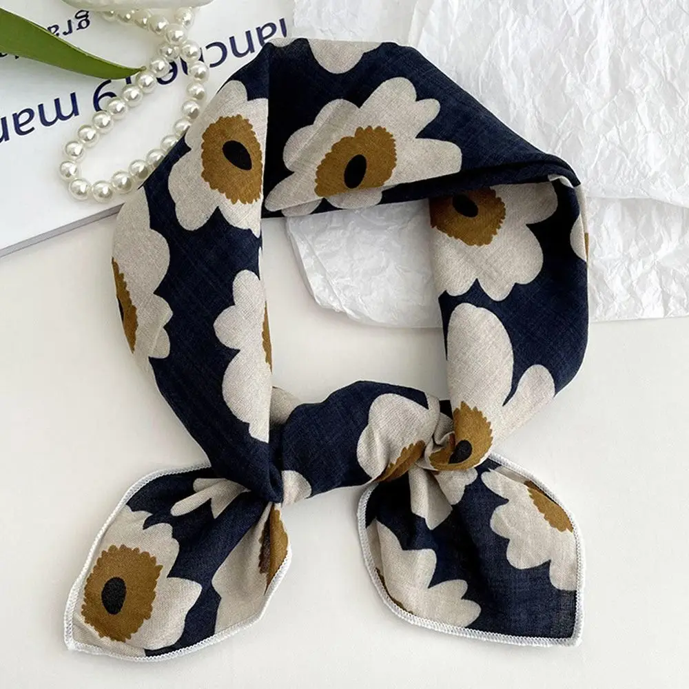 الرجعية 70*70 سنتيمتر وشاح الشعر القطن الكتان أنماط متعددة العصابات الشعر الشمس حماية مربع الحجاب النساء #5