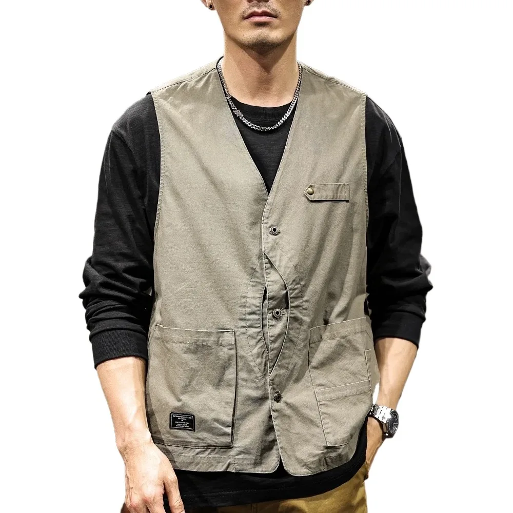 Men Mountain Fashion Outdoor Casual Loose Camping Cargo Vest Sleeveless Jacket Women Streetwear Plus Size Vest Coat Waistcoat