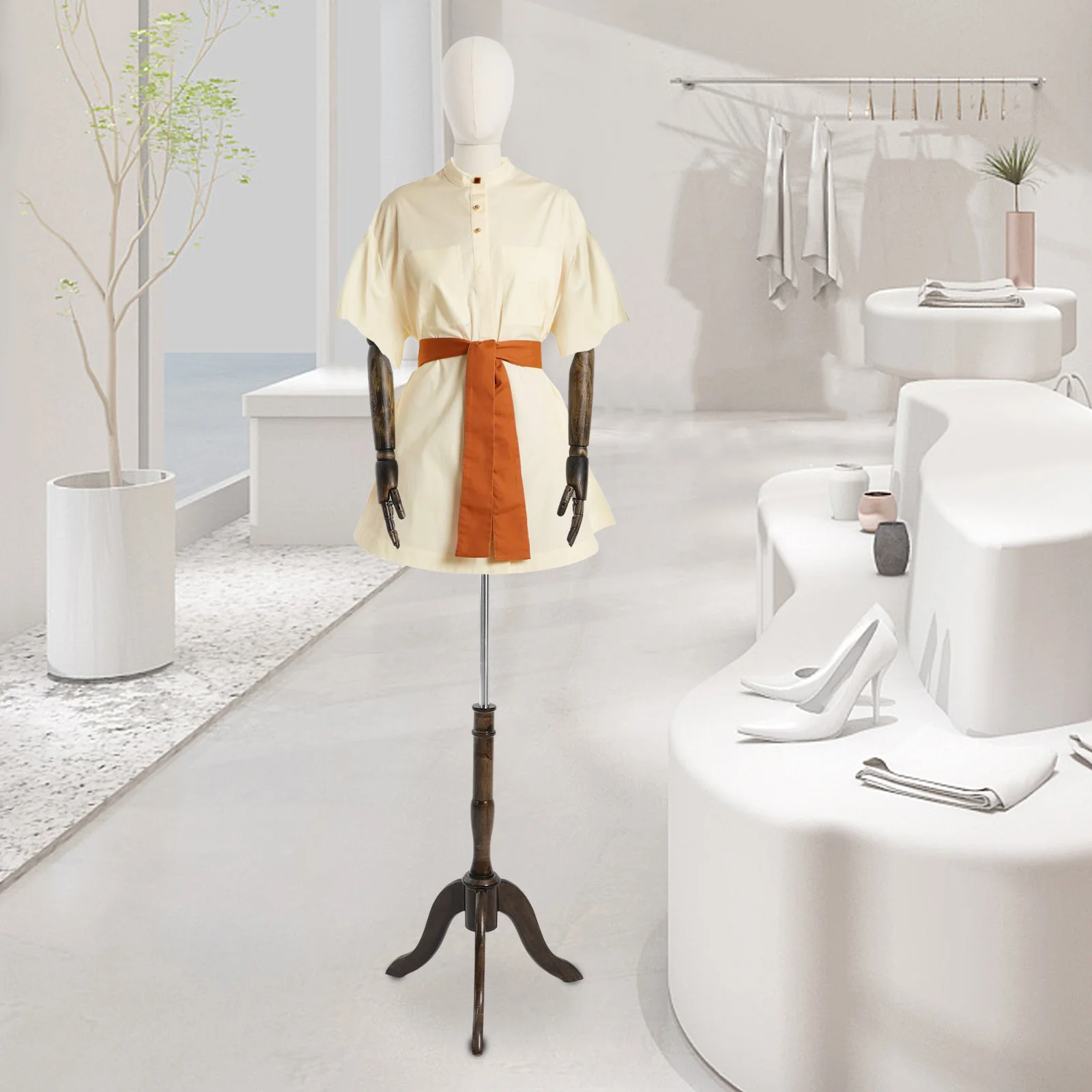 

Темно-коричневый женский манекен, модель для демонстрации одежды, подставка для тела с треугольной основой для магазина бутиковой одежды, большой магазин