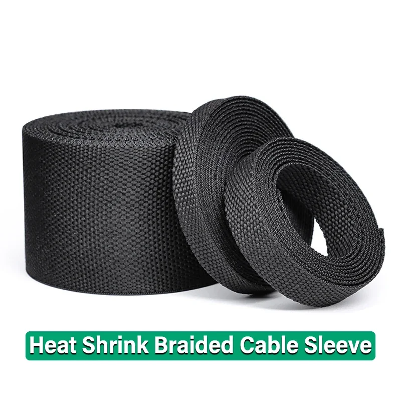 Green Product1~10m Heat Shrink Braided Cable Sleeve 6/8/10/12mm Insulation Flam Retardant PET Auto Line Organizer Wire Wrap Shea