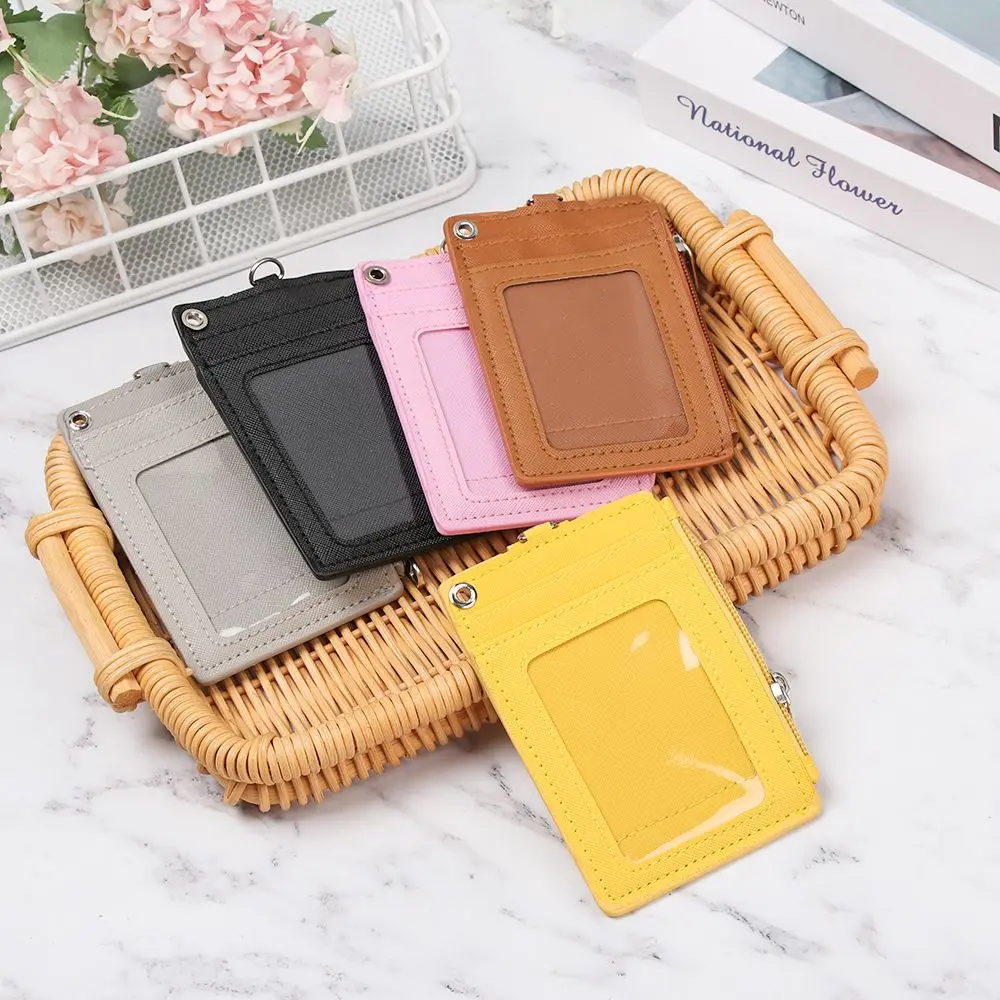 Portable Bus Cards Cover Office Work Wallet ID Card Holder Coin Purse Keychain