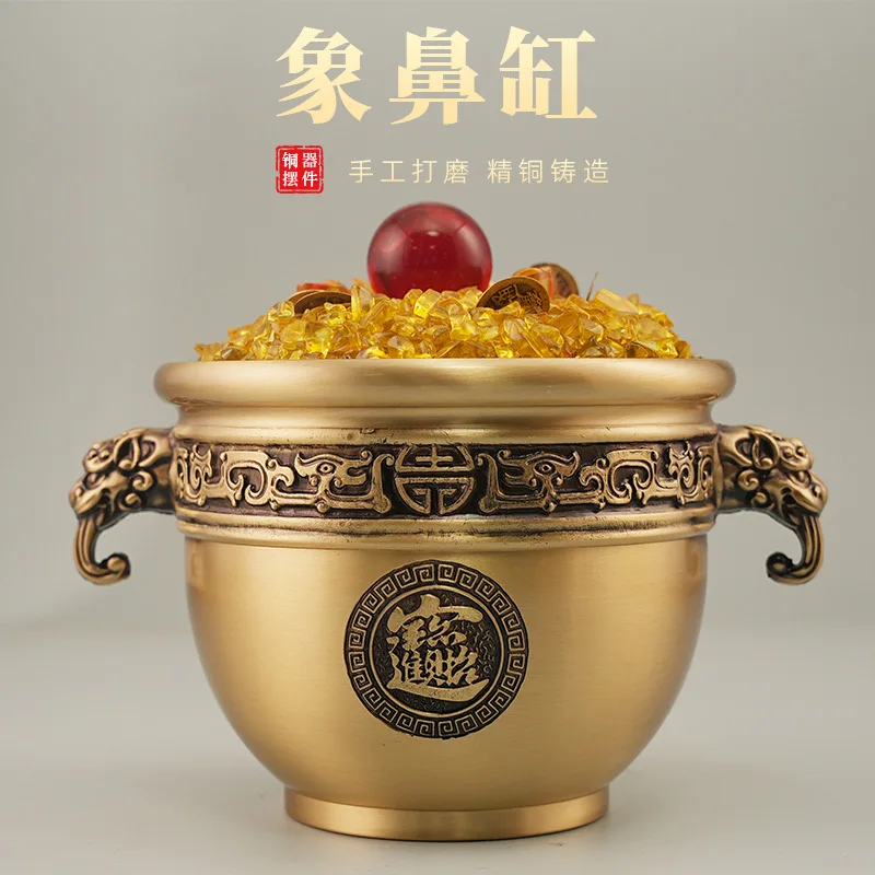 Elephant-nose-shaped incense burner with two handles, a treasure bowl, a rice container, a container for storing treasures, suit