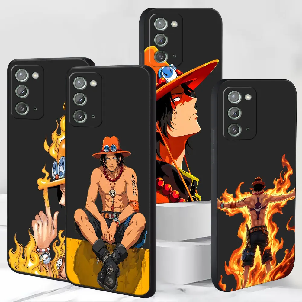 TPU Frosted Case for Samsung Galaxy Note 10 Plus 20 Ultra 5G 9 Black Phone Cover M12 J6 Plus M02 M22 F12 Portgas D Ace Fire Fist