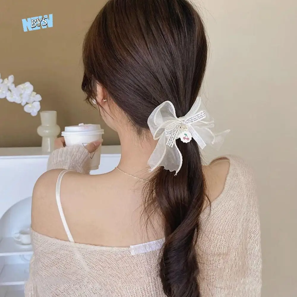 

Vintage Korean Style Sweet Scrunchies Rubber Band Hair Tie Bow Hair Rope Cherry Headwear Sweet Ponytail Holder Daily