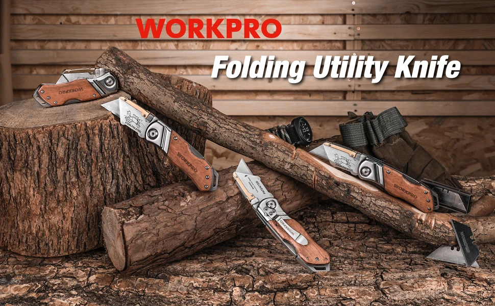 WORKPRO Folding Pipe Cutter Pocket Wood Handle Knife With 10/20PCS Blades_desvips.com